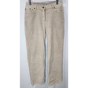 Charter Club Khaki Corduroy Pants Preppy Size 6 Petite Laura-Fit Full Length